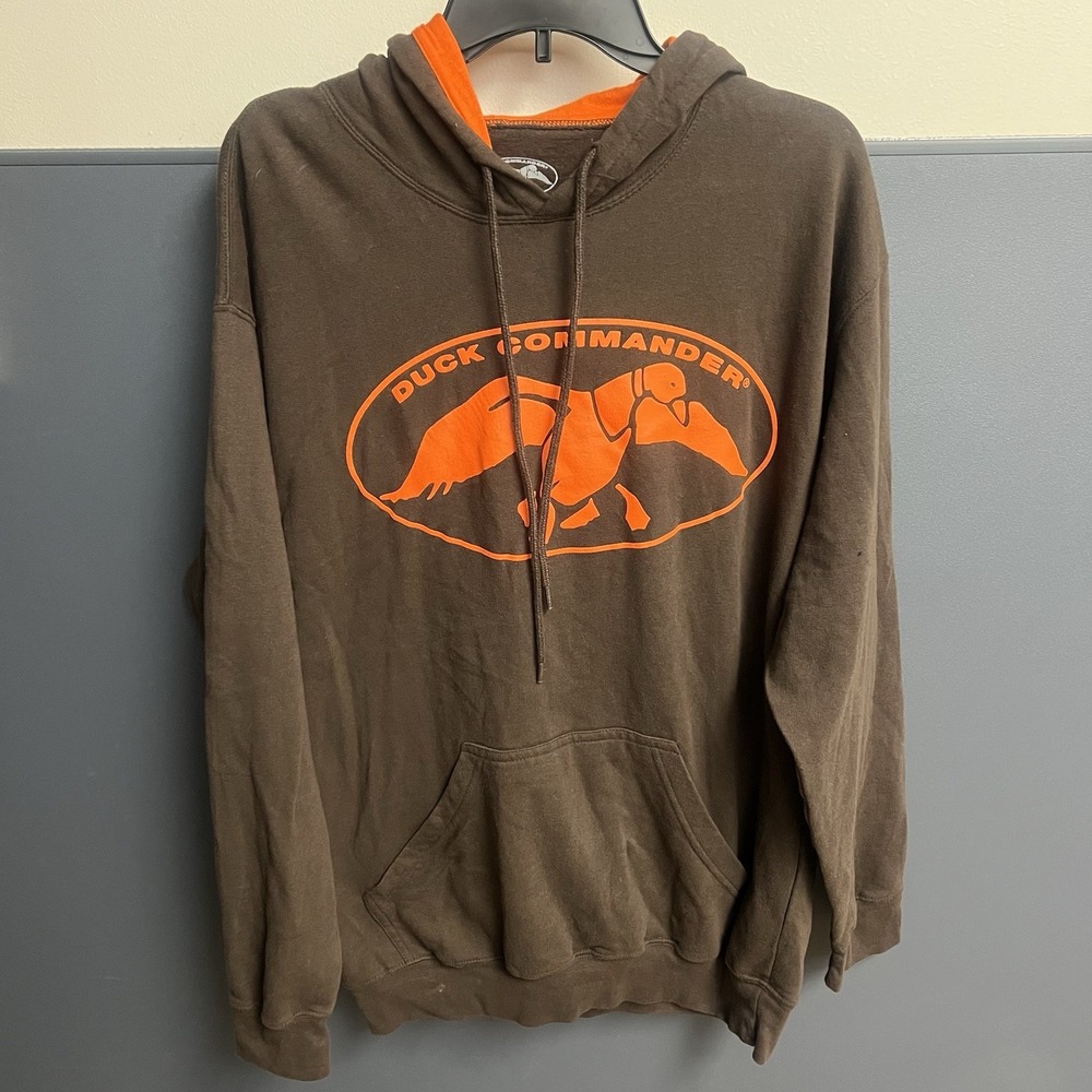 Duck Commander L Brown Hoodie Pullover Sweatshirt Dynasty orange Graphics Mens L